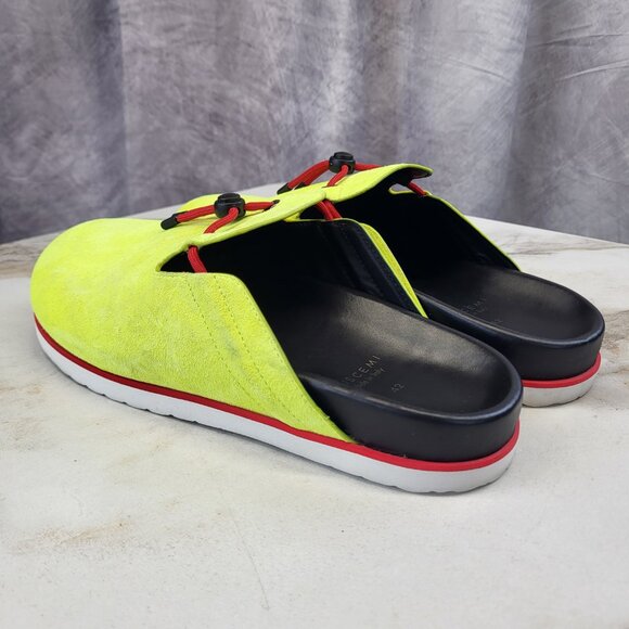 BUSCEMI Neon Suede Clogs Slides Slippers Men's Size 43 Red/Neon/Black - Picture 7 of 13